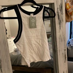 White crop top tank with black lining